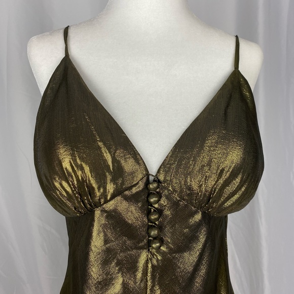 Sretsis, Kate irredentist gold Silk Lurex Slip Dress. K Pop Red Velvet Vibes - Picture 6 of 13